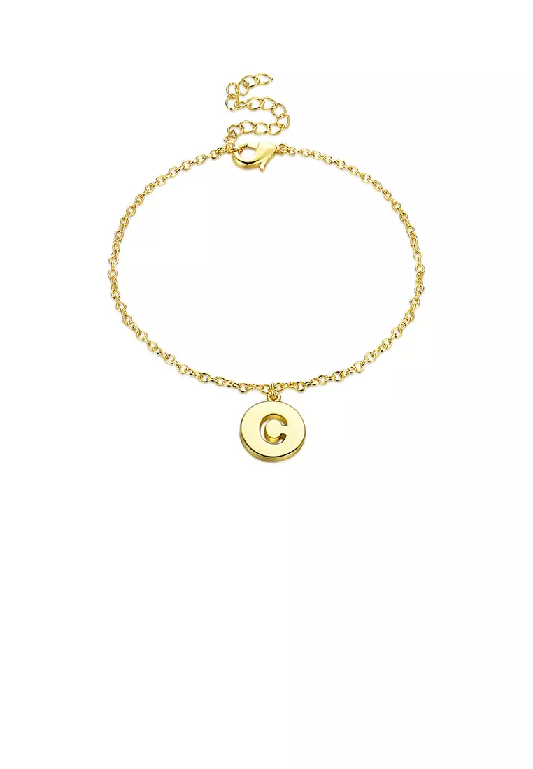Gold bracelet with letters top