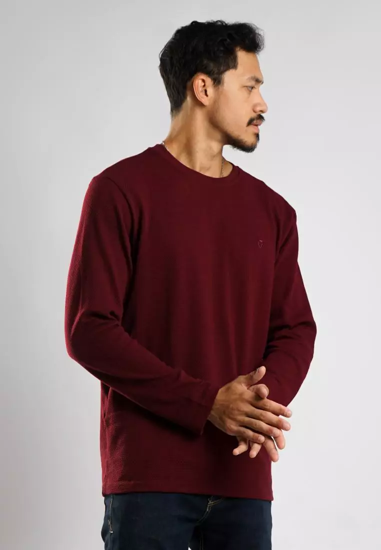 MATSUDA Kaos Lengan Panjang 20S Texture Popcorn Katun Nagato