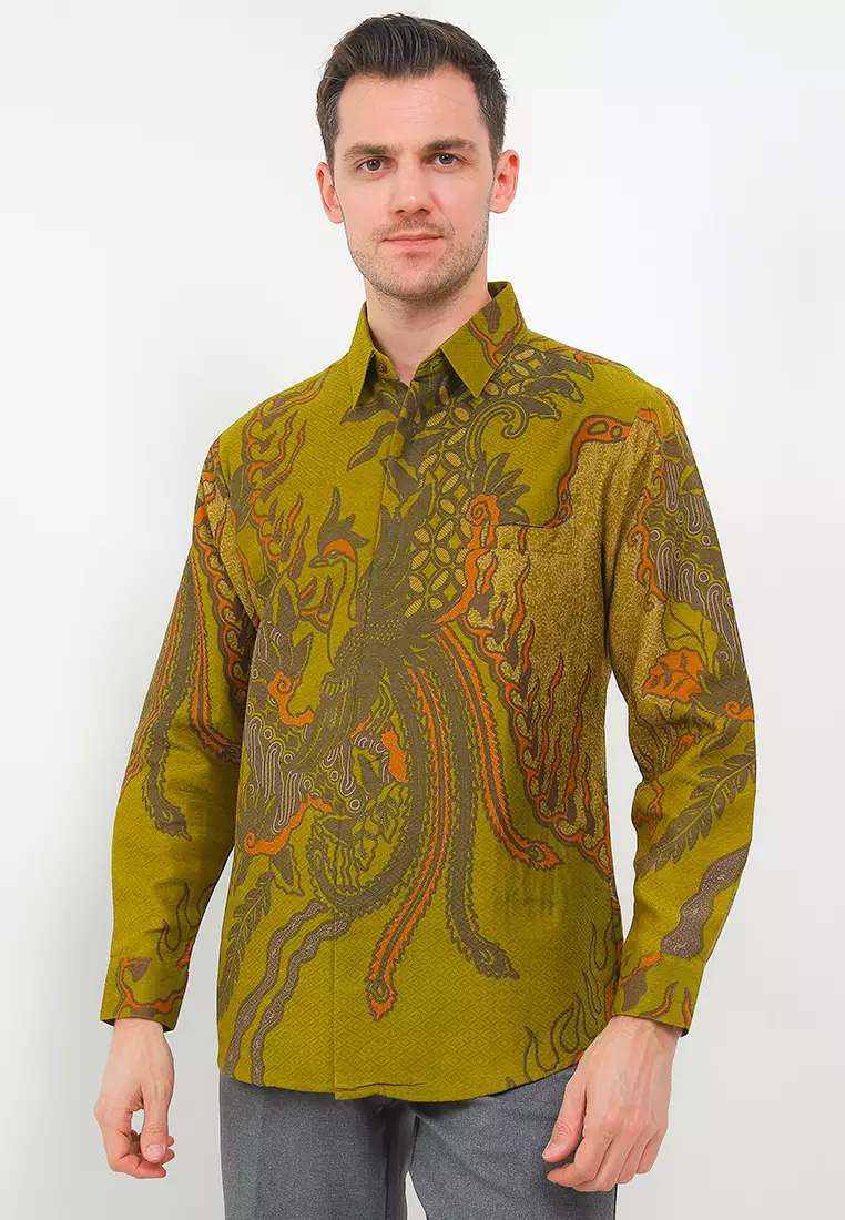 Batik Talenta Exclusive Lengan Panjng Dobby Katun Halus Green Pekat
