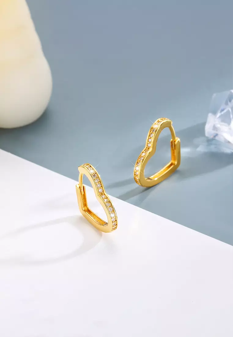 Anting Wanita Titanium Anting Giwang Cewek Korea Elegan Gold heart shap design Earrings