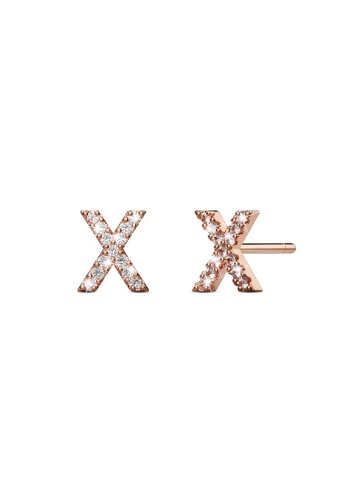 925 Signature 銀色 925 SIGNATURE Solid 925 Sterling Silver Glamour Alphabet Letter Earrings Rose Gold - X AD303ACE5CF7D0GS_1