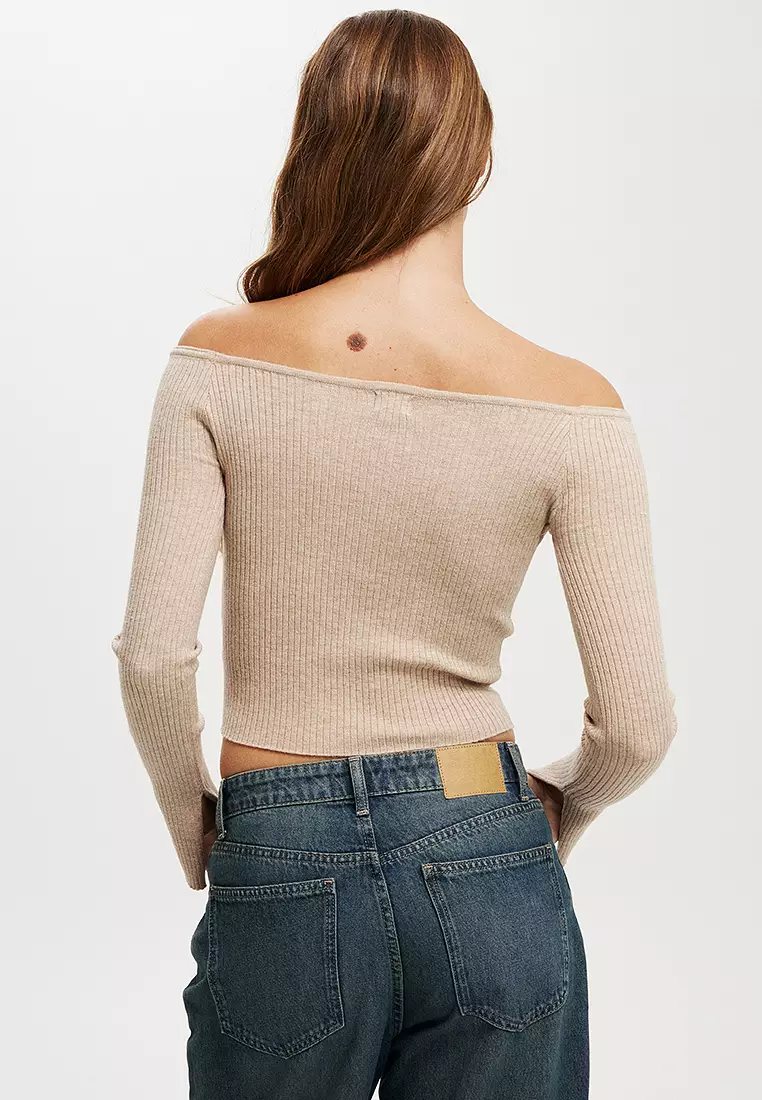 Everfine Curve Hem Off Shoulder Top