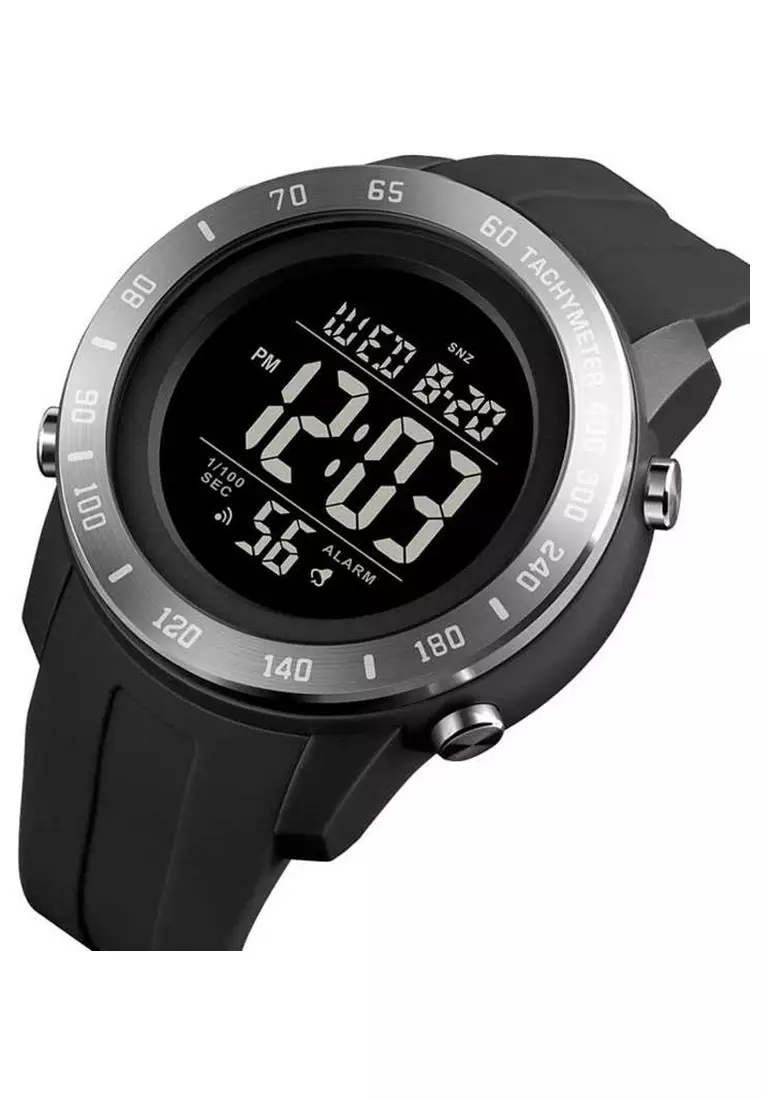 Jam Tangan Digital Pria Design Sporty Strap Tali Material Silicone QI19 ORIGINAL