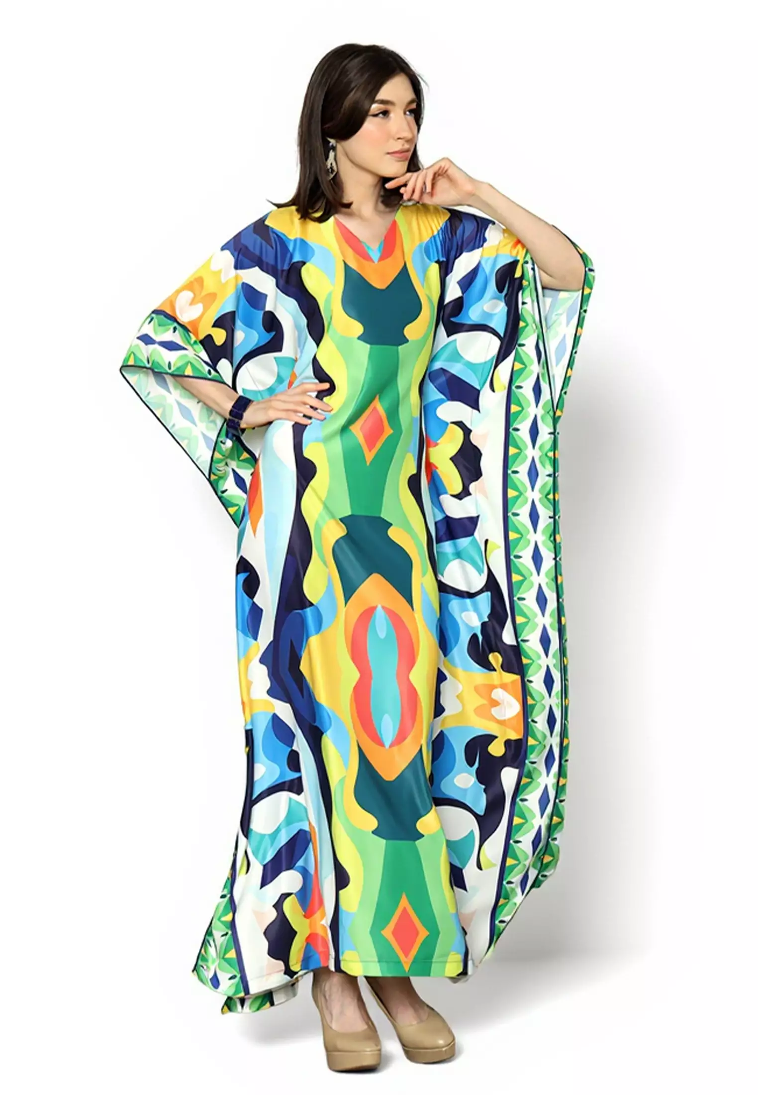 Kanzi Collection Short Sleeve Modern Abstact Kaftan