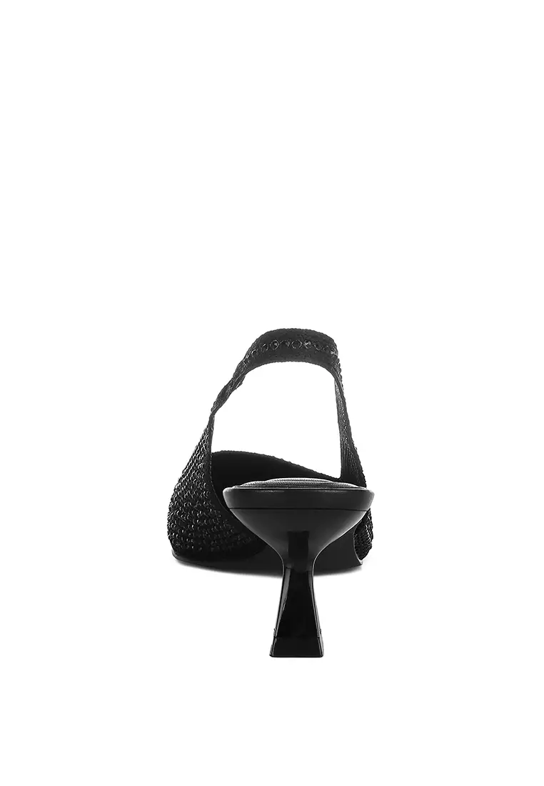Flyknit Rhinestone Slingback Sandals in Black