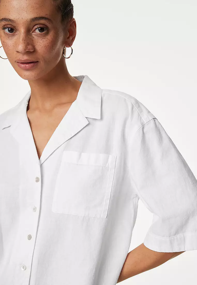 Linen Rich Collared Relaxed Shirt