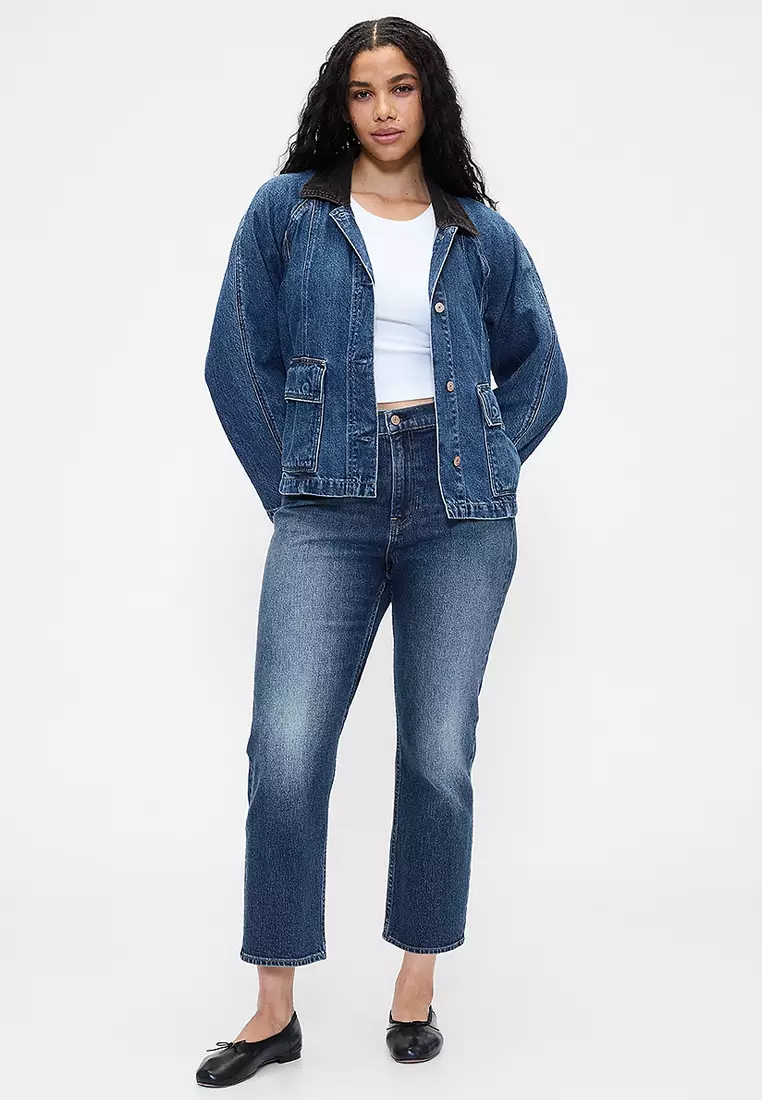 Buy GAP 90s Straight Crop High Rise Jeans Online | ZALORA Malaysia