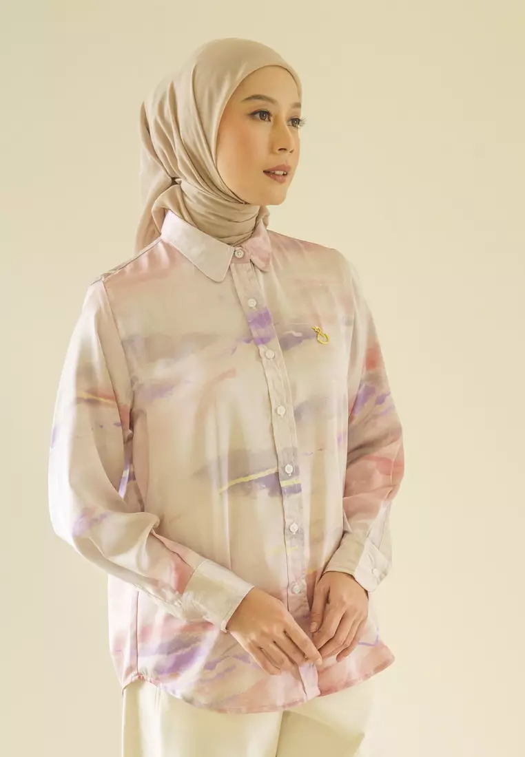 Jenna and Kaia - Athaya Top Pink - Kemeja Wanita Lengan Panjang