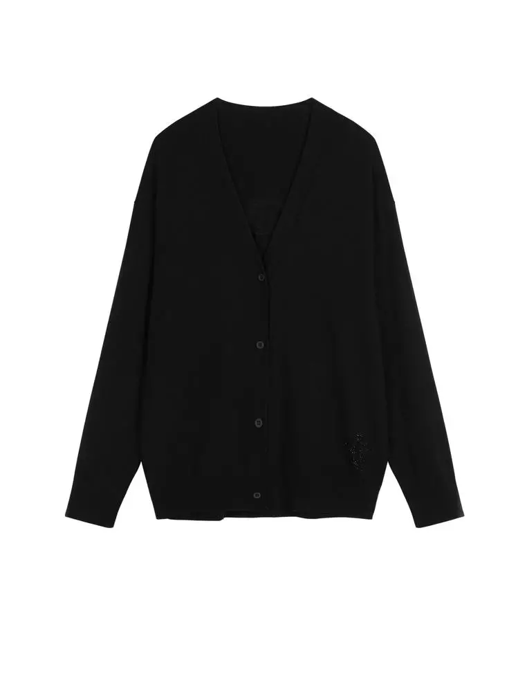 Midi V-Neck Cardigan Cashmere Sweater