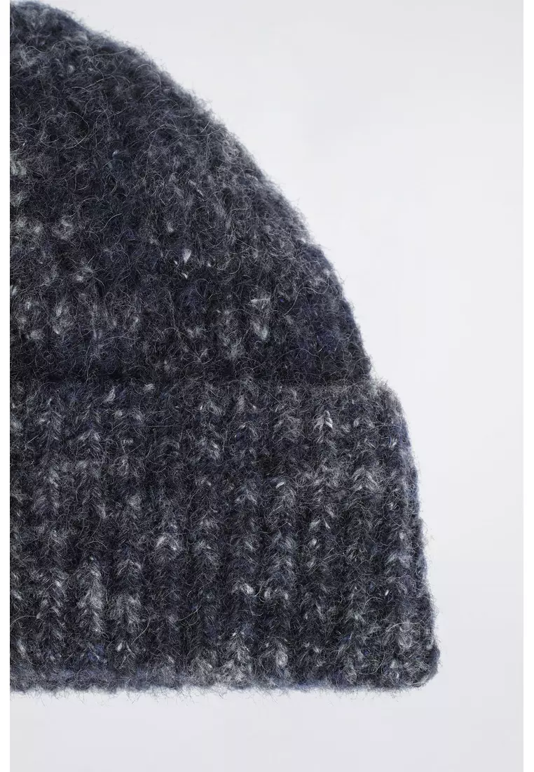 SPACE-DYED BRUSHED WOOL-BLEND BEANIE