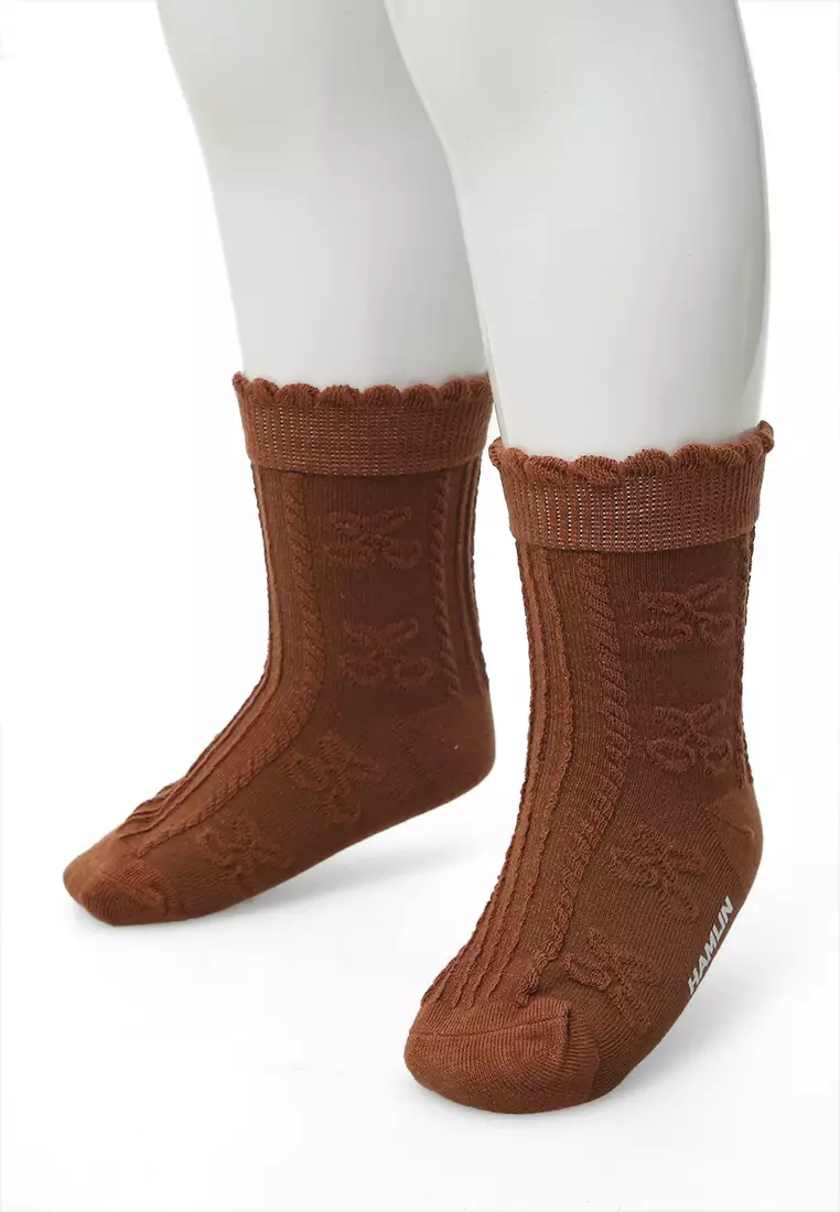 Candie Kaos Kaki Anak Wanita Motif Cherry Children's Socks Comportable Material Cotton ORIGINAL - Brown