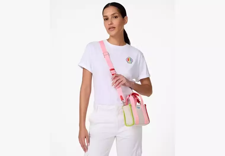 KL053 Kate Spade Kip Mini Tote Canvas  (960) Rainbow multi