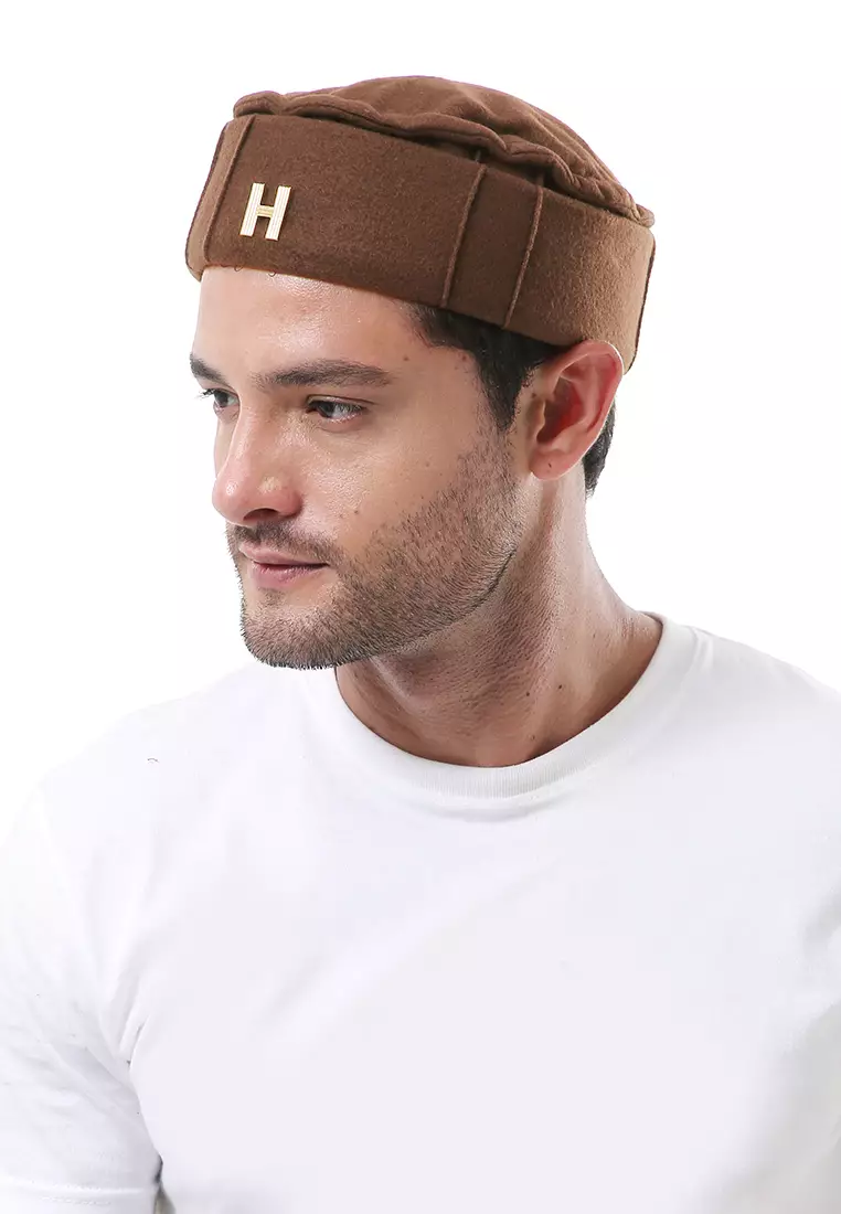 Kai Topi Peci Polos Pria Simple Design Material Plece ORIGINAL - Brown