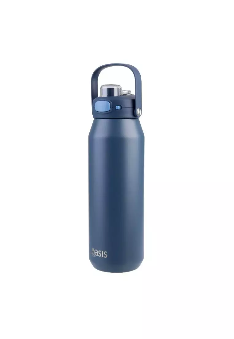 Oasis Ceramic Stainless Steel Triple Wall Capri Quick Release Drink Bottle 1L - Indigo