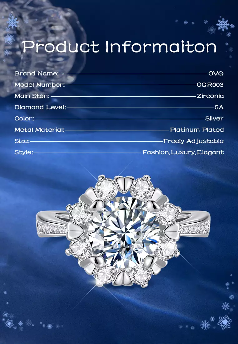 Cincin Wanita Original R003 Berlian Perhiasan Cewek Luxury Fashion Free Size Anti Luntur Dilapisi Platinum