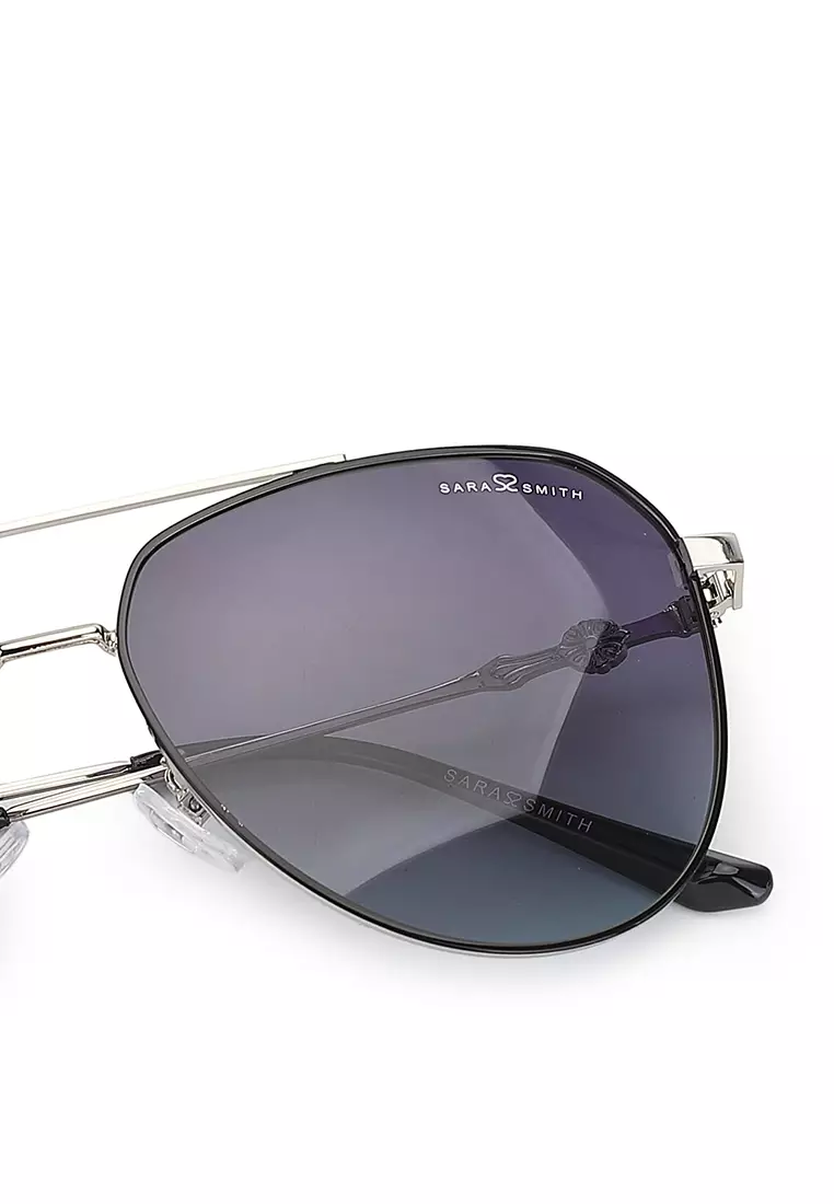 Unisex Polarized Aviator Sunglasses - Nickel White