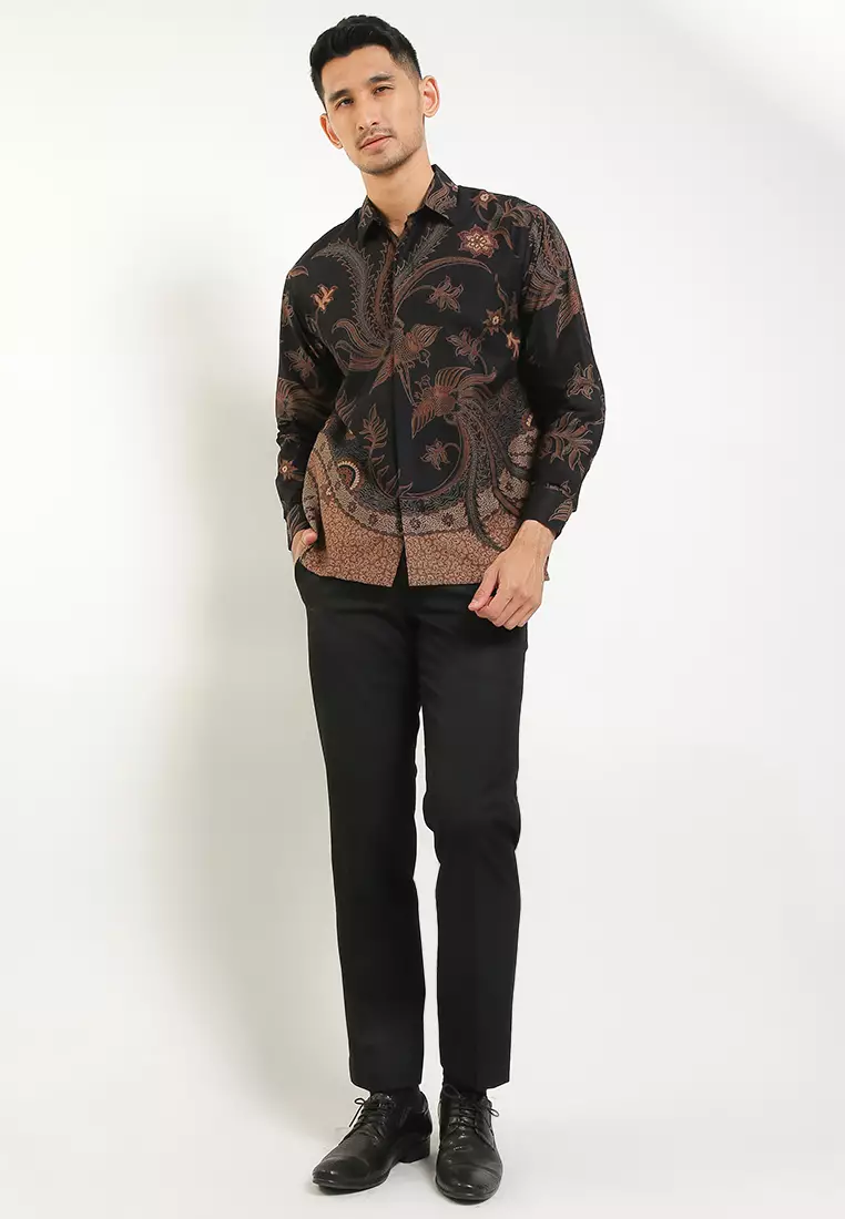 BATIK TALENTA EXCLUSIVE Lengan panjang motif BURUNG MAWAR BLACK 02