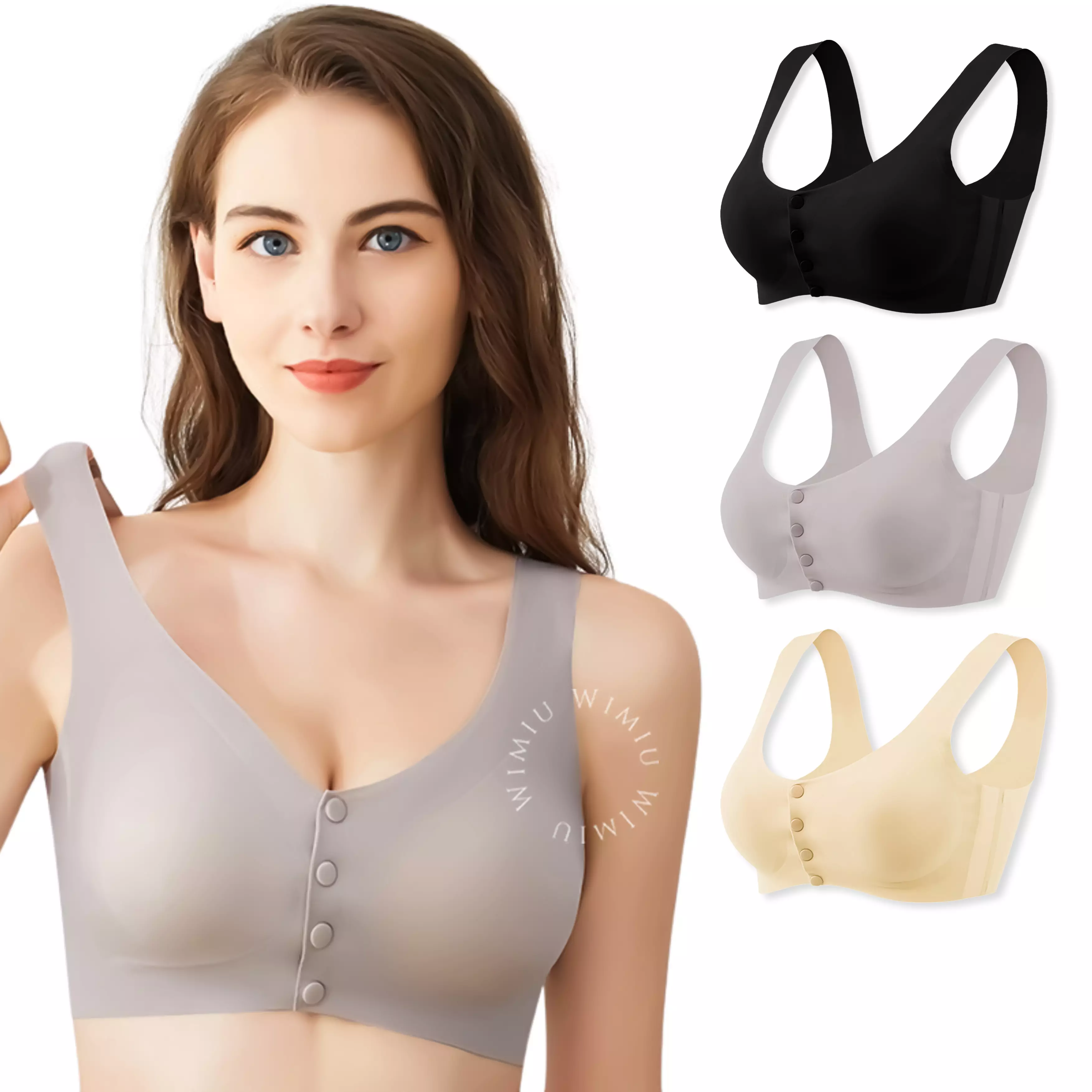 Wimiu BH Seamless Sport Bra Seamless Bra Premium BH Sport Wanita Bra Wanita Kancing Depan 100154