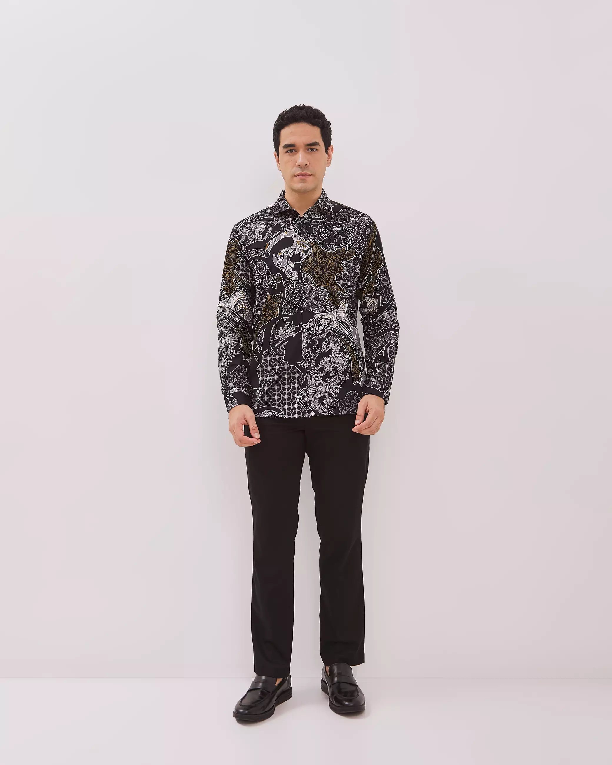 AMK Kemeja Batik Pria Lengan Panjang SHB Kundjang Ls Navy Blue