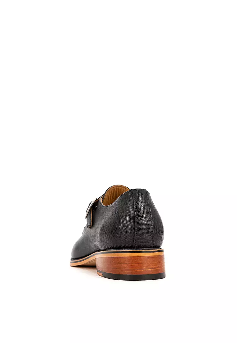 Foster Black Single Monk Strap Shoes