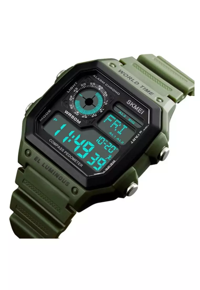 Jam Tangan Sporty Digital Pria Kompas Pedometer Kalori Waterproof Strap Tali Material PU RR88 ORIGINAL