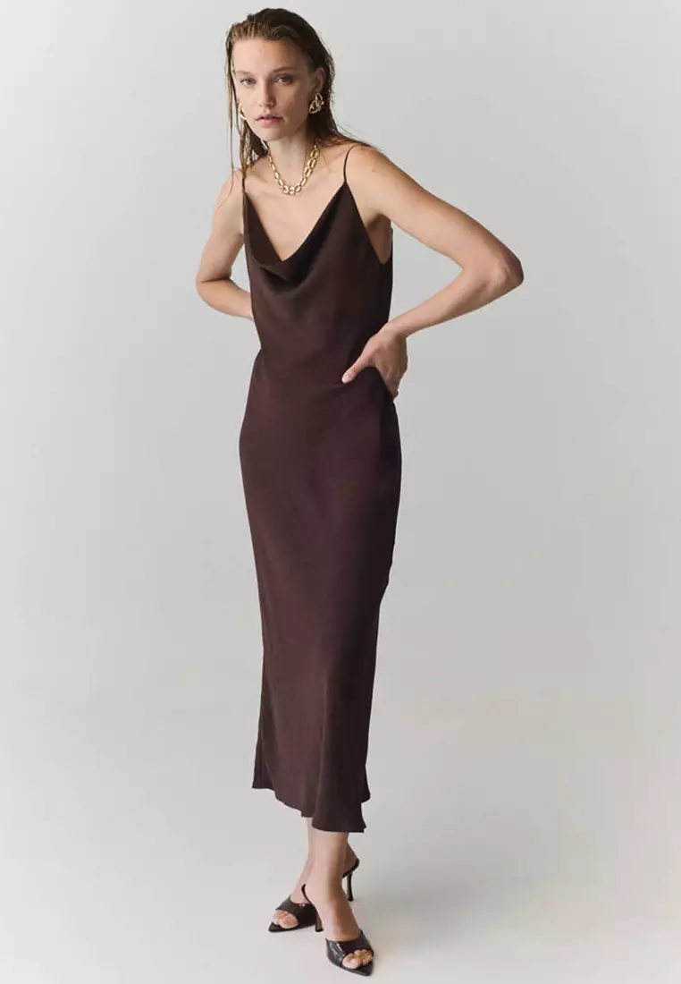 mango brown dress Buy Draped With A Crinkled Effect Online Long design Belle Blue Costume Sky Blue Floral Embroidered Variant:Ivory size 14