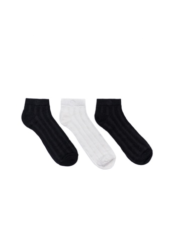 1 People black and white Modal Cable-Knit Ankle Socks in 2 Black & 1 White 9698DAA55BF003GS_1