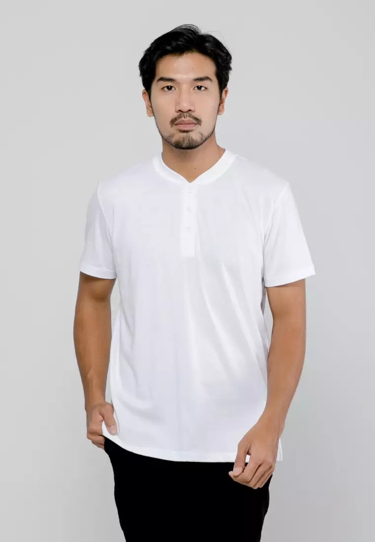 Jual Zalmore Zalmore Henley Tee Premium Cotton Kaos Henley Pria