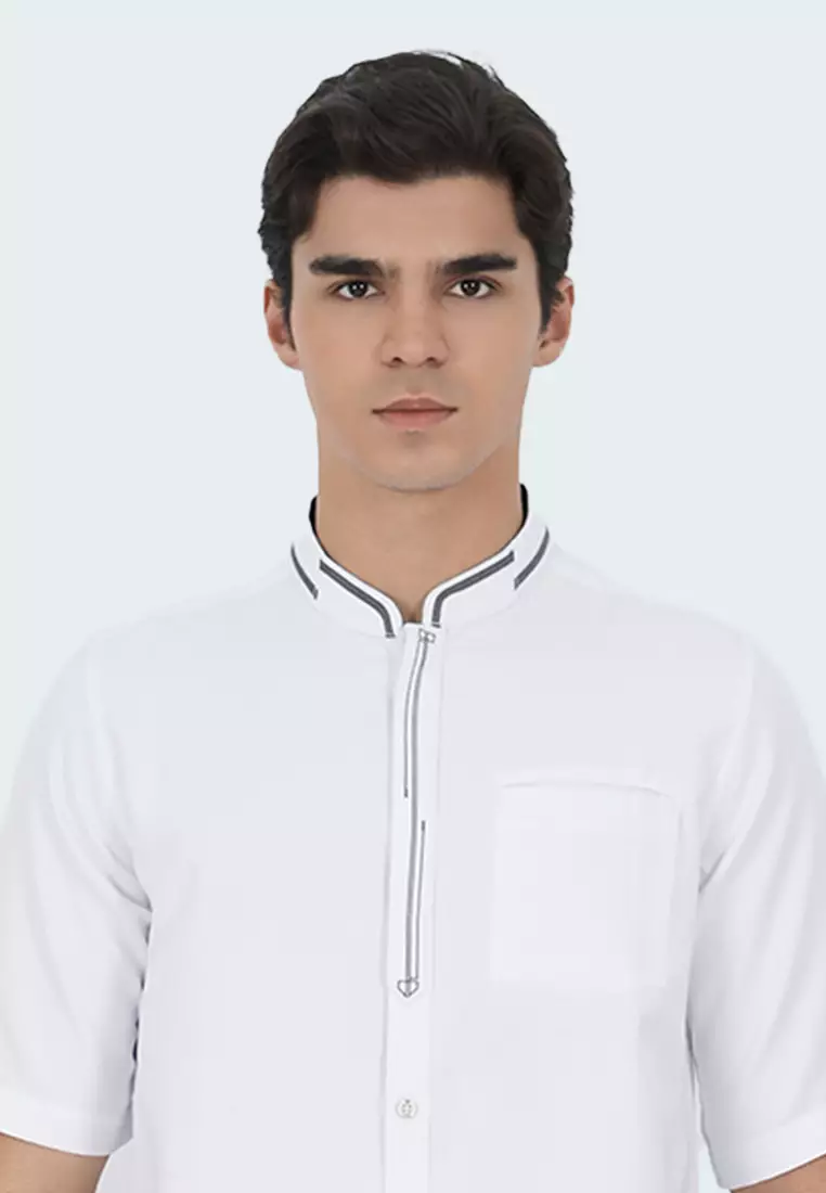 LGS - Baju Koko - Kemeja Casual Pria Regular Fit - Katun - Lengan Pendek - Putih - CSH.283.S2064K.437.C