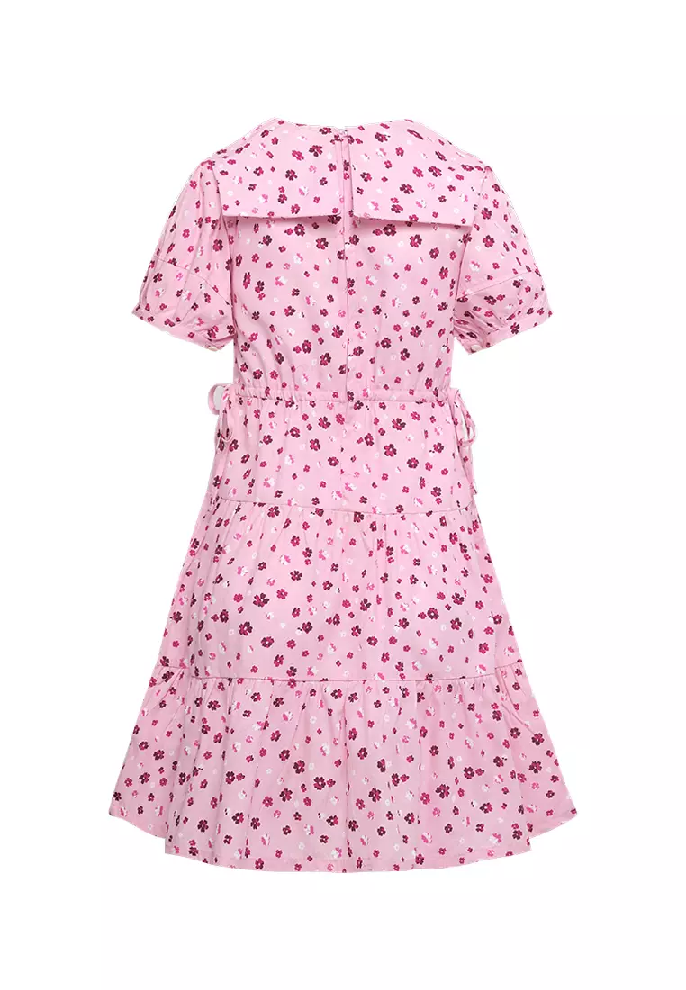 Pito Dito Girl Kanisius Dress Midi anak Pink Motif Bunga