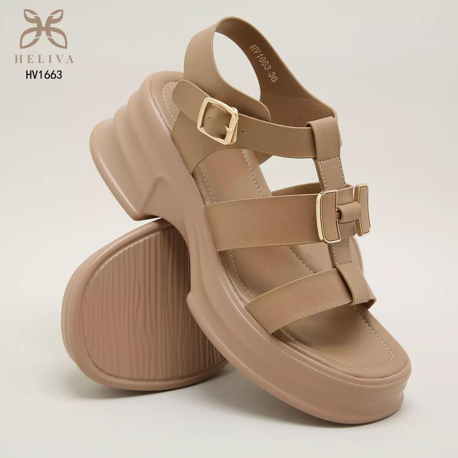 Heliva Pamela Platfrom Heels Rope Detailed Sol 6cm