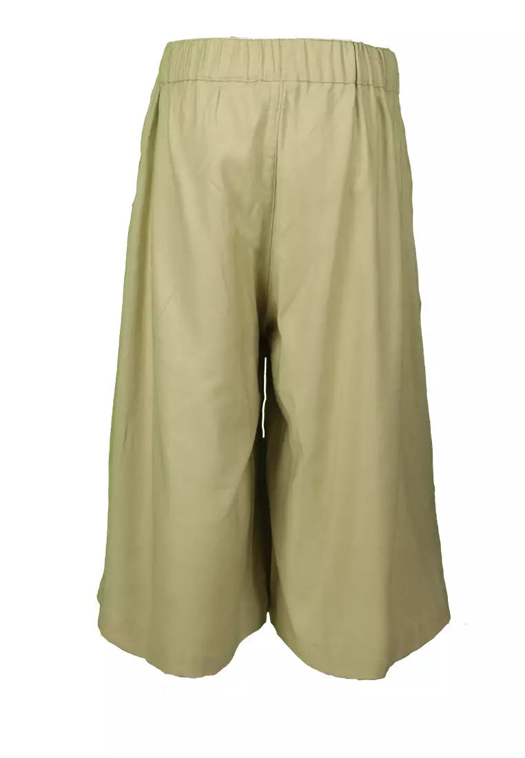 Pito Dito Girl Stregi Celana Kulot Panjang Anak Perempuan Motif Polos Warna Hijau Sage