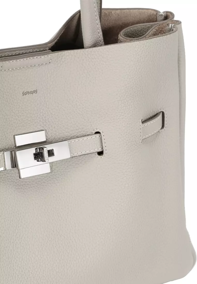 SAOIRSE Soft Structural Belt Tote Bag - Light Grey