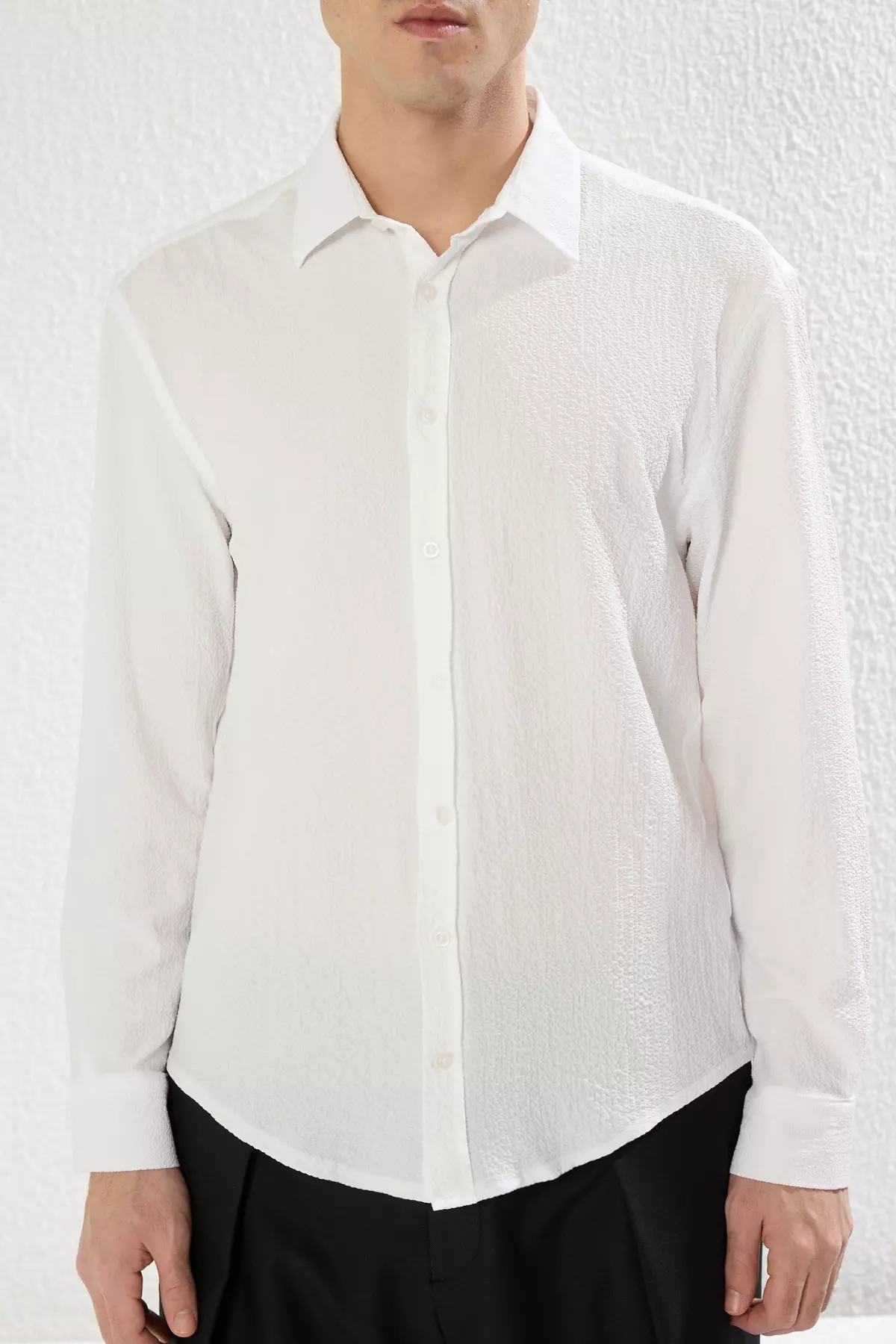 Textured Long Sleeve Regular Shirt