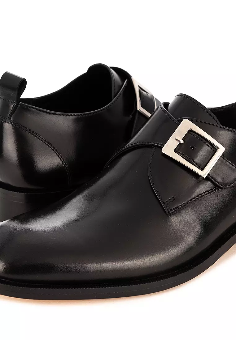 Fritz Black Single Monk Strap Shoes