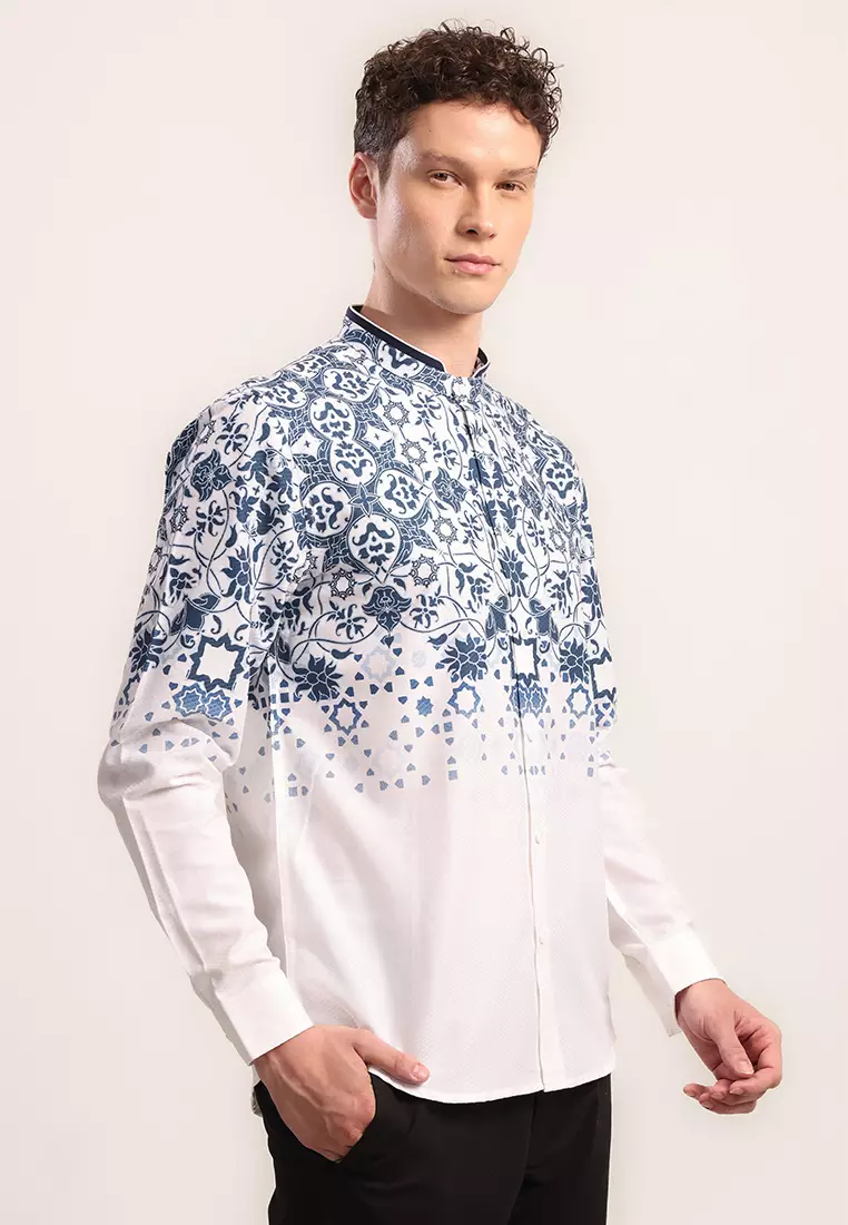 MOC - Kemeja Shanghai Lengan Panjang Pria Farhan - Blue