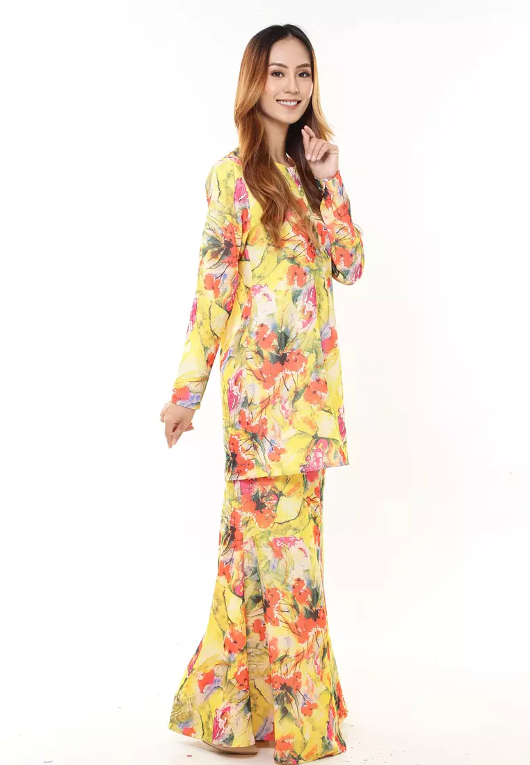 Rina Printed Kurung Yellow Rainbow