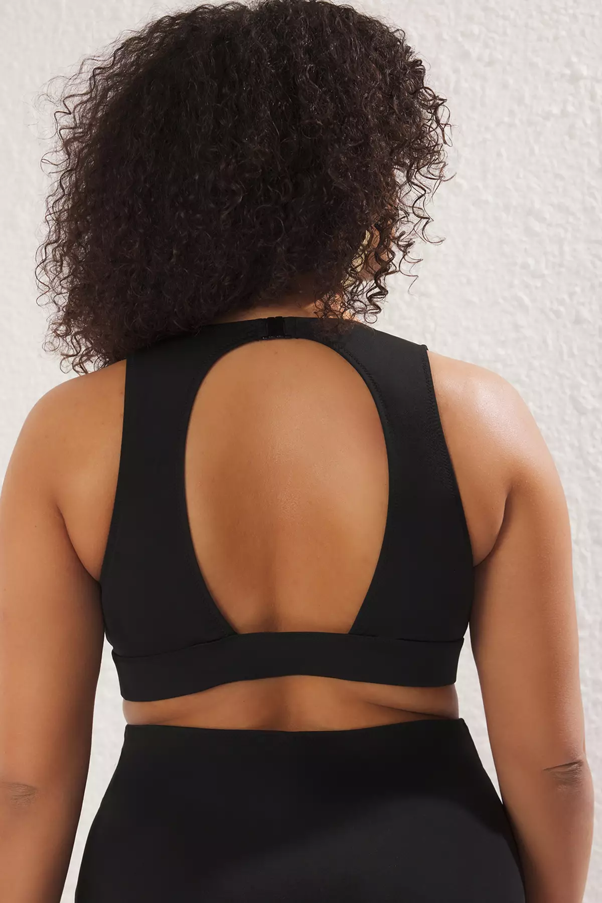 Black Double Breasted Plus Size Bikini Top