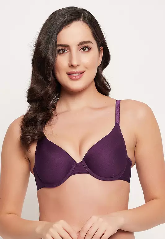 Clovia Level 1 Push-Up Padded Underwired Demi Cup T-shirt Bra in Purple