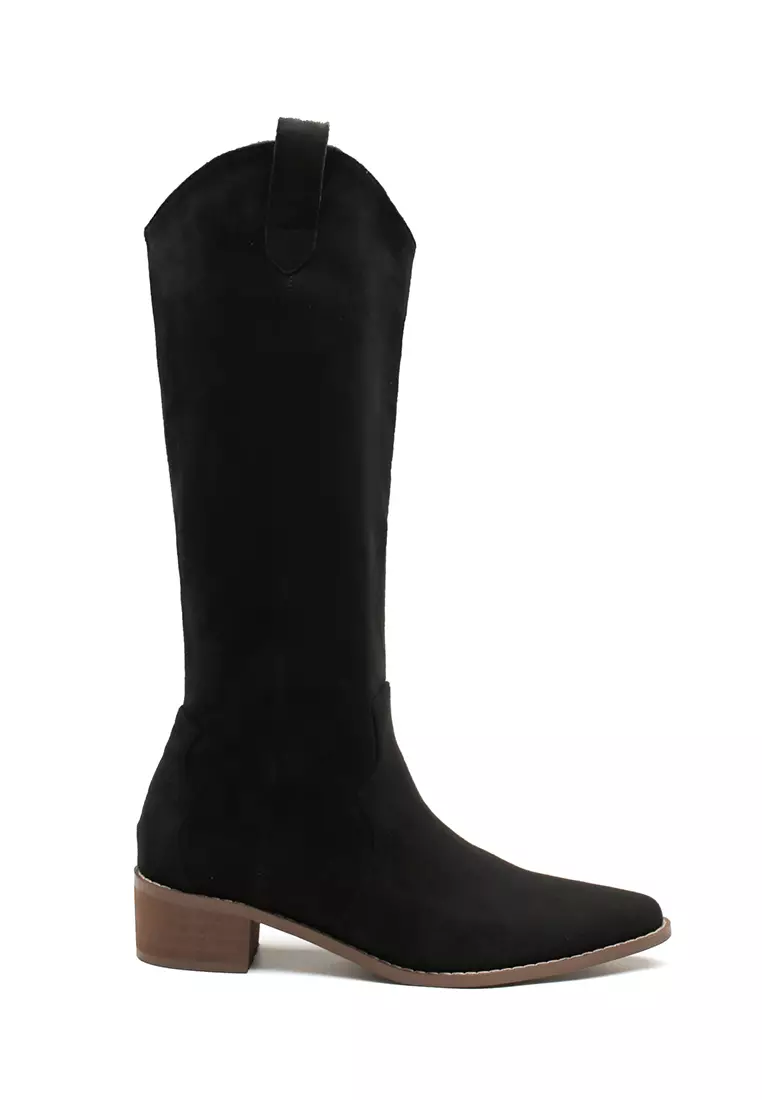 Discount on Twenty Eight Shoes  shoes - SKU: 5CM Pointed Suede Fabric Long Boots HS735-1