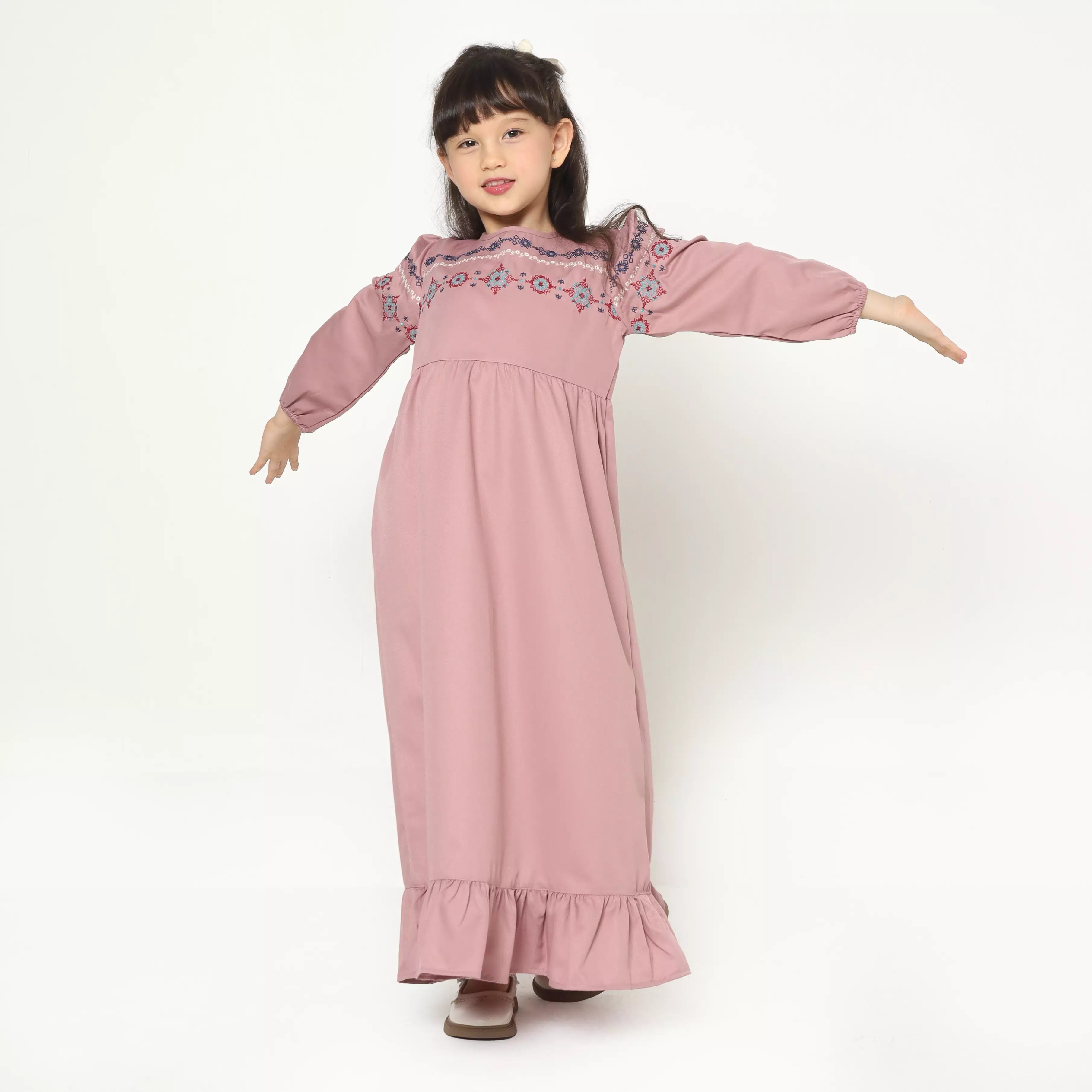 Baju Gamis Anak Perempuan Kristik Pink - JOYFUL