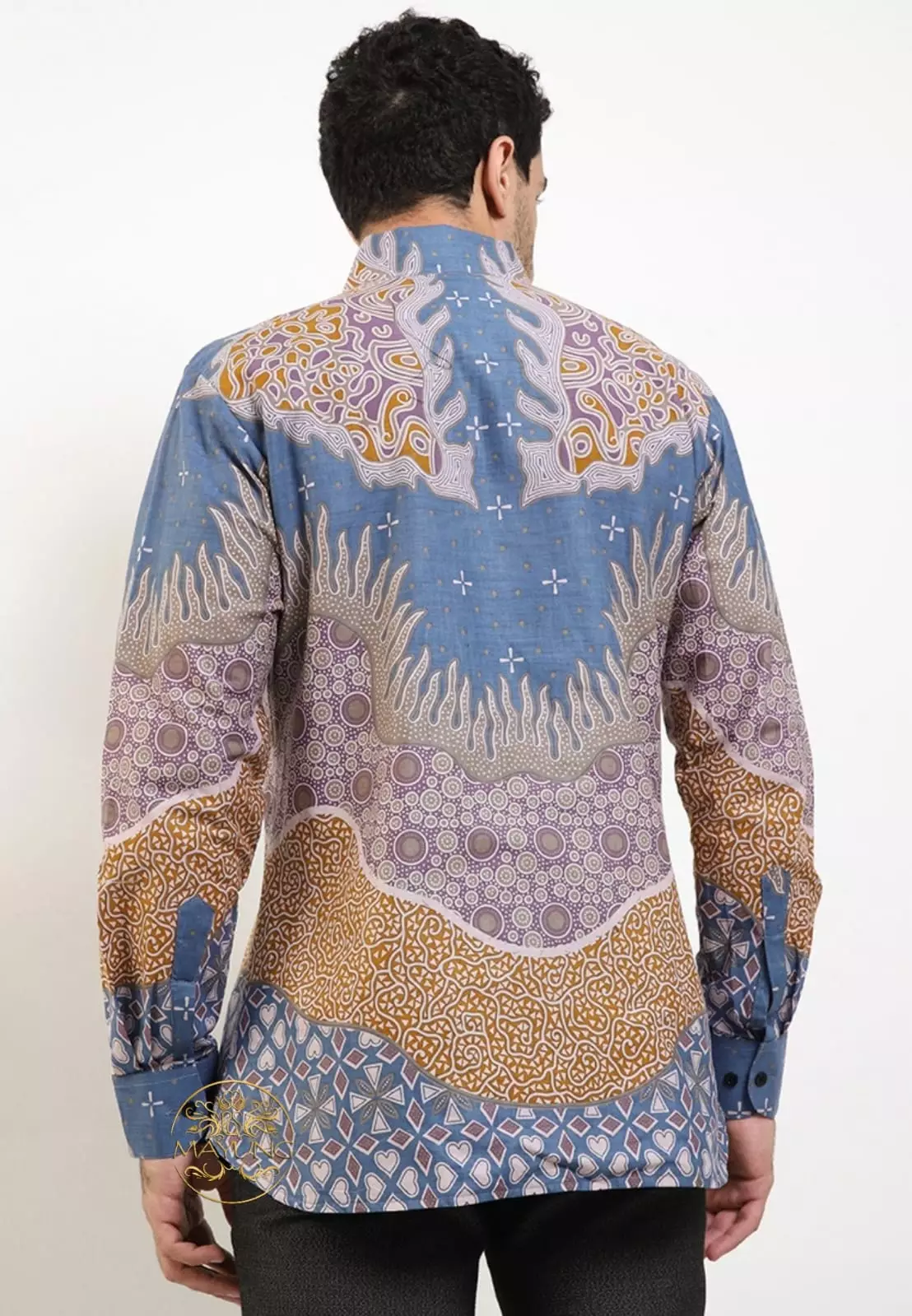 Hanggareksa Blu Kemeja Batik Pria Premium Slimfit Modern Lengan Panjang