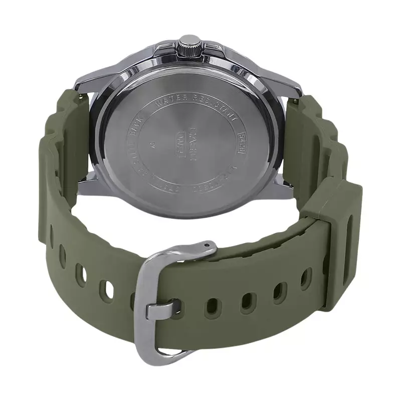 Jam Tangan Pria Casio General MTP-VD300-3BUDF Men White Dial Green Resin Band