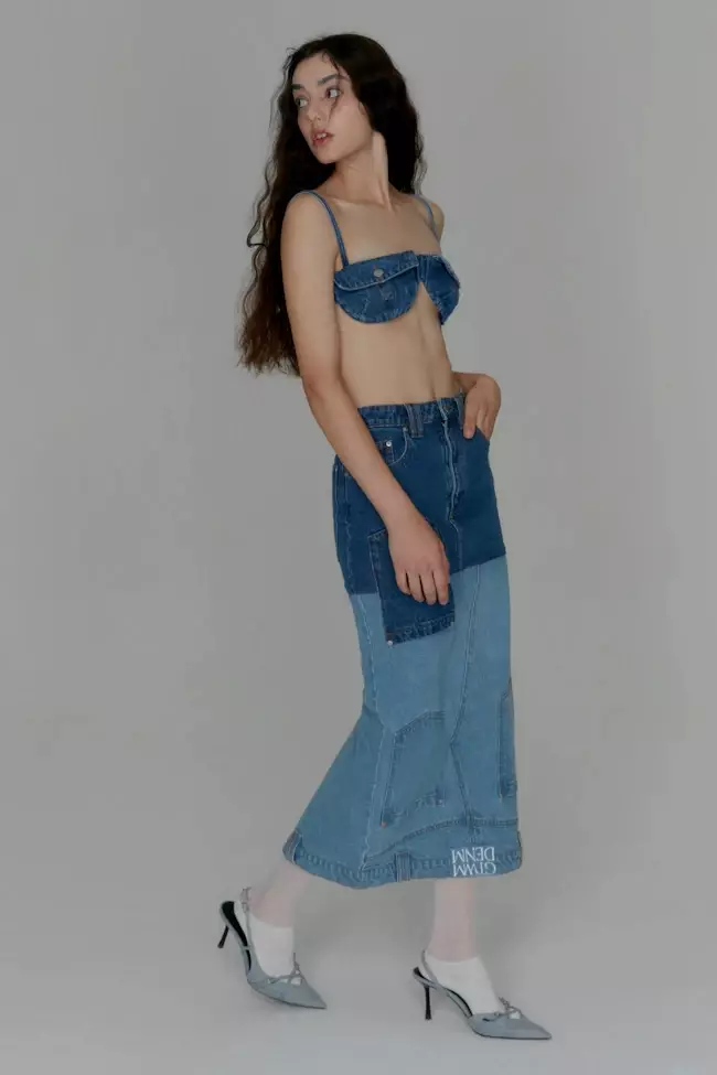 Up Side Down Denim Maxi Skirt