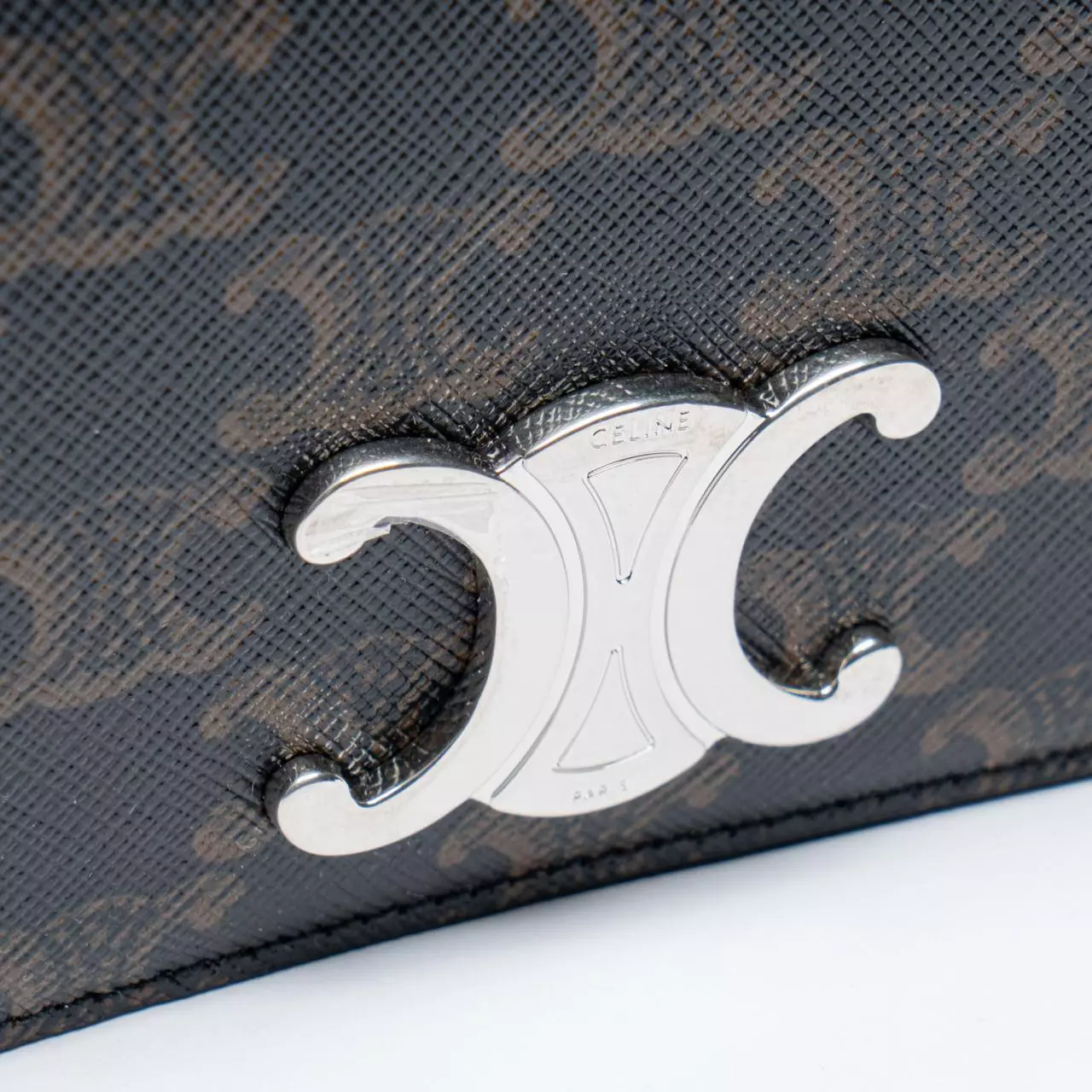 Small Crossbody Bag in Triomphe Canvas and Calfskin Black