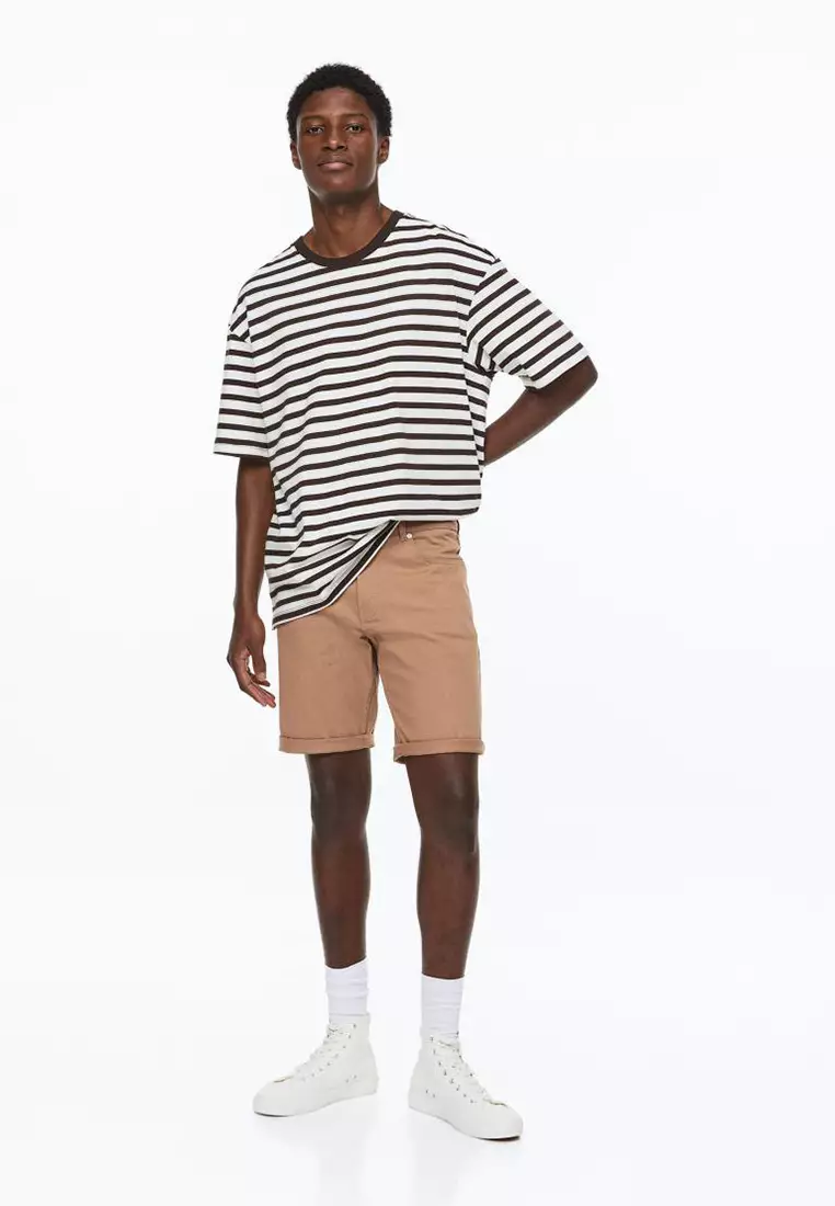 Buy H M Slim Fit Cotton Twill Shorts 2024 Online ZALORA Singapore