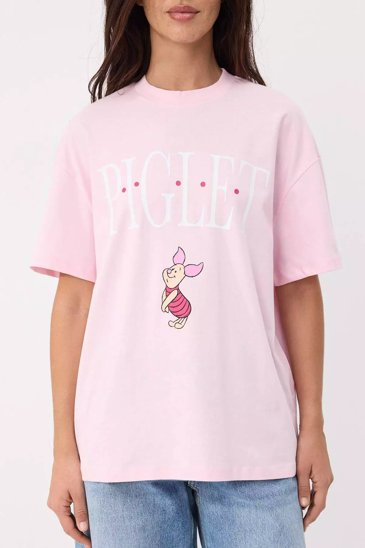 Light Pink Piglet Licensed Relaxed/Casual Fit 100% Cotton Knitted T-Shirt Twoss26Ts00141
