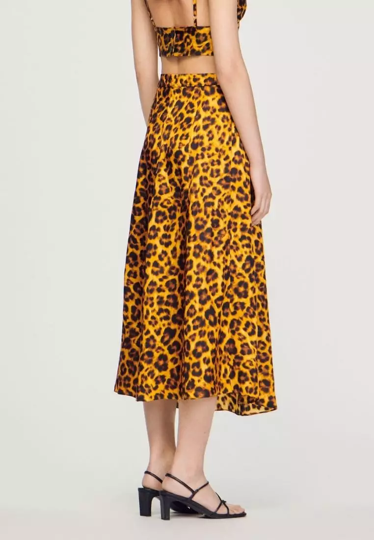 Yellow animal print midi skirt new arrivals