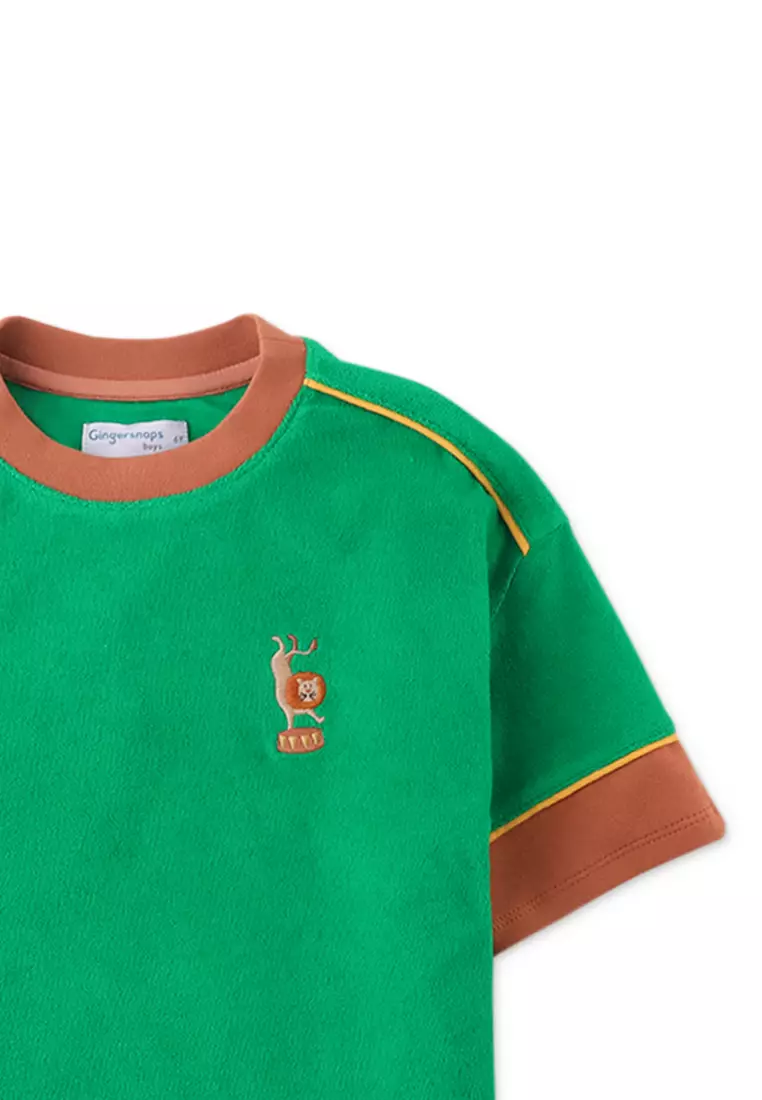 Boys Logan Tee With Lion Embroidery