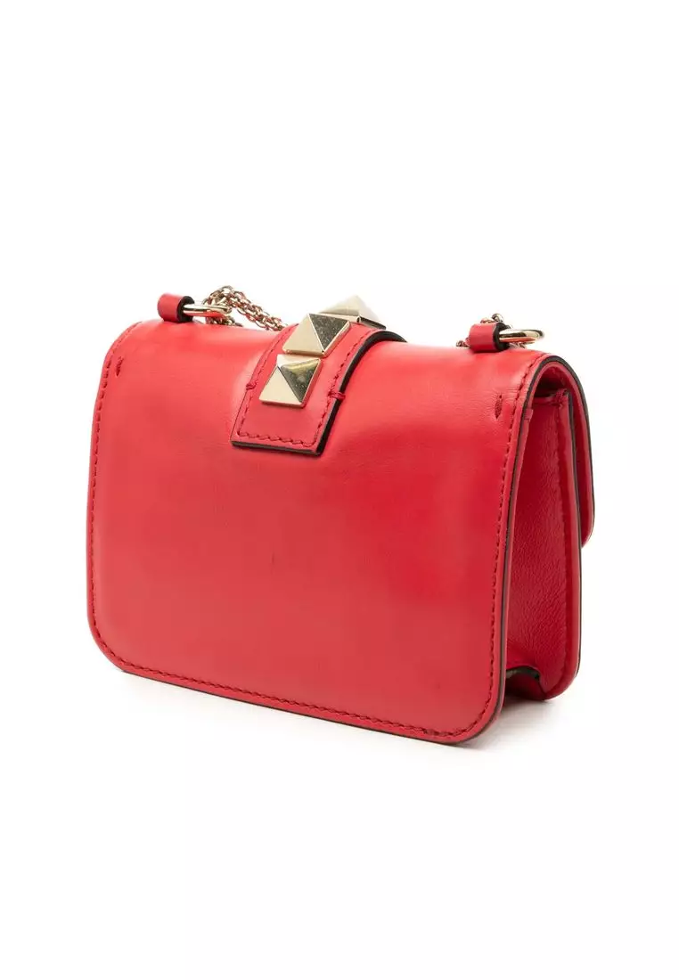 Pre-Loved Valentino Mini Leather Rockstud Glam Lock Crossbody